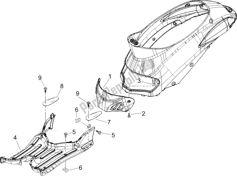 Toutes les pièces pour le Housse Centrale - Repose-pieds du Piaggio Liberty 50 4T Delivery 2006