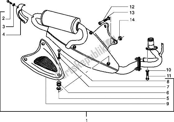 All parts for the Catalytic Silencer (vehicle With Rear Hub Brake) of the Piaggio NRG MC3 50 2002