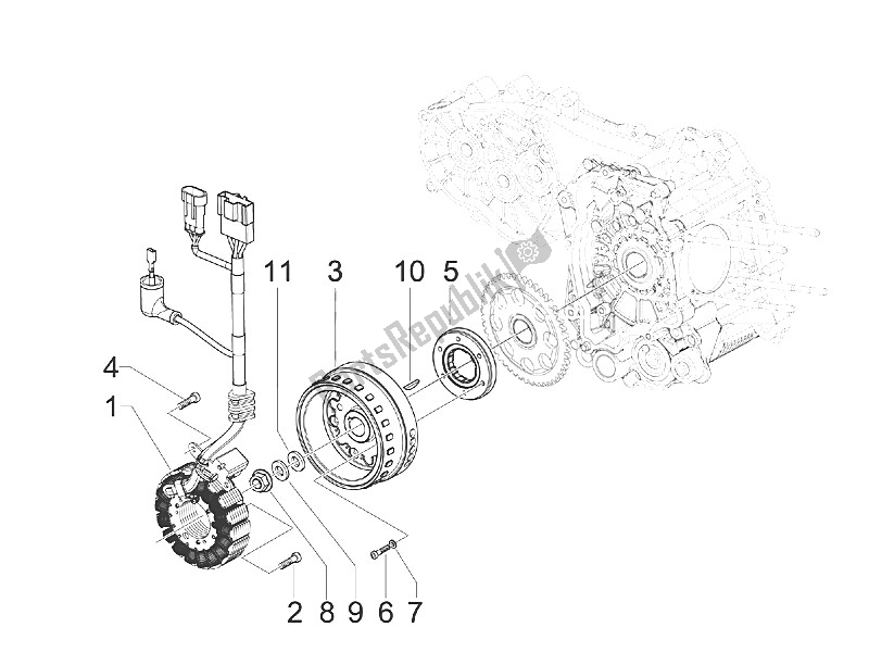 Todas las partes para Volante Magneto de Piaggio MP3 400 RL Touring 2011