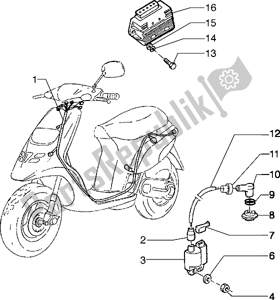 Toutes les pièces pour le Appareils électriques du Piaggio Typhoon 50 M Y 2004