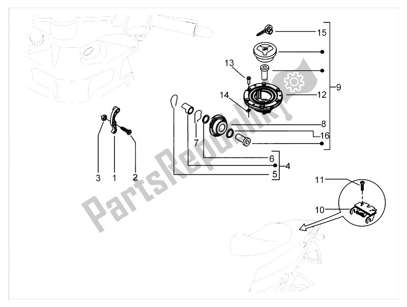 Todas as partes de Fechaduras do Piaggio NRG Power Pure JET 50 2005