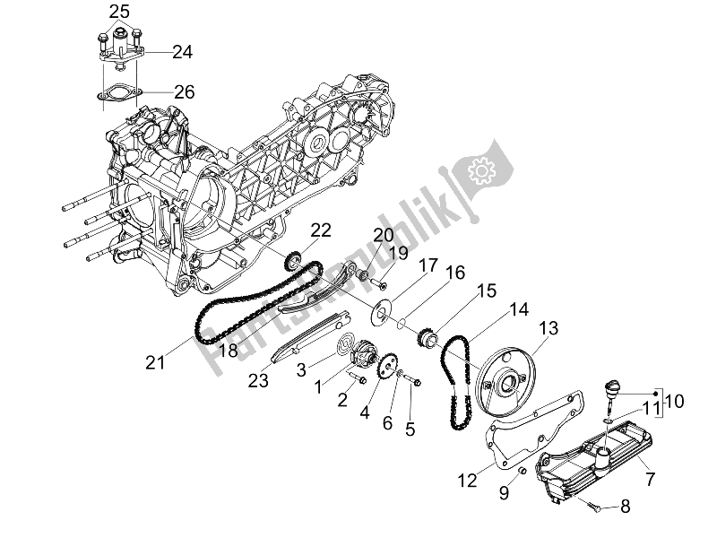 Alle onderdelen voor de Oliepomp van de Piaggio X7 125 Euro 3 2008