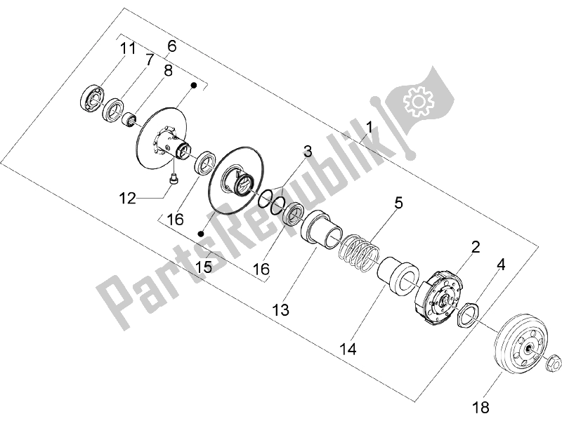 Tutte le parti per il Puleggia Condotta (2) del Piaggio NRG Power DD 50 2005