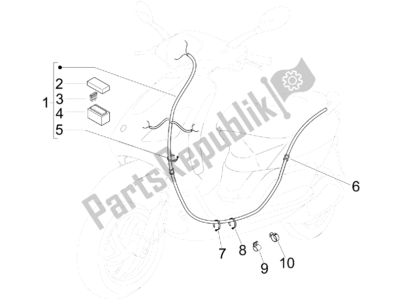 Alle onderdelen voor de Hoofdkabelboom van de Piaggio FLY 150 4T USA 2007