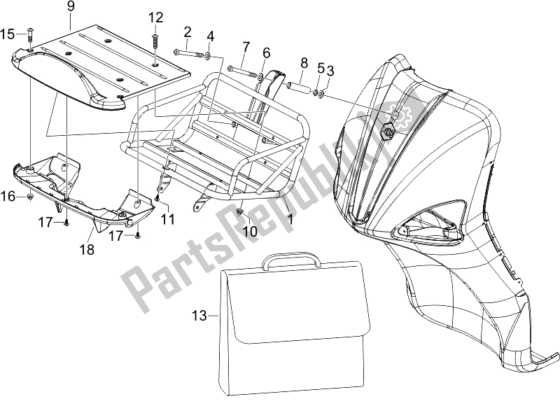 Toutes les pièces pour le Porte-bagages Avant du Piaggio Liberty 125 4T PTT E3 F 2007