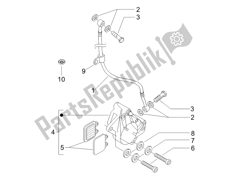 All parts for the Brakes Pipes - Calipers of the Piaggio Liberty 125 4T PTT E3 F 2007