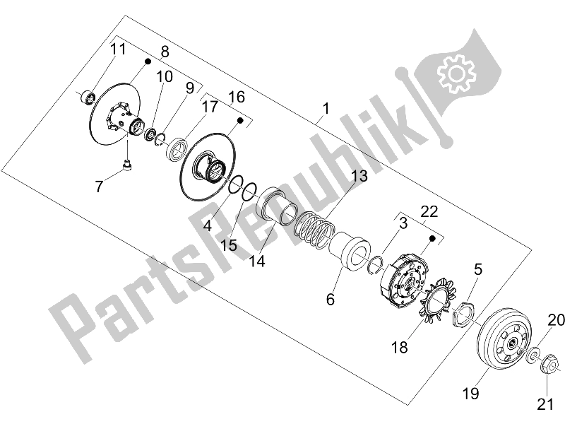 Toutes les pièces pour le Poulie Menée du Piaggio Beverly 250 IE E3 2006