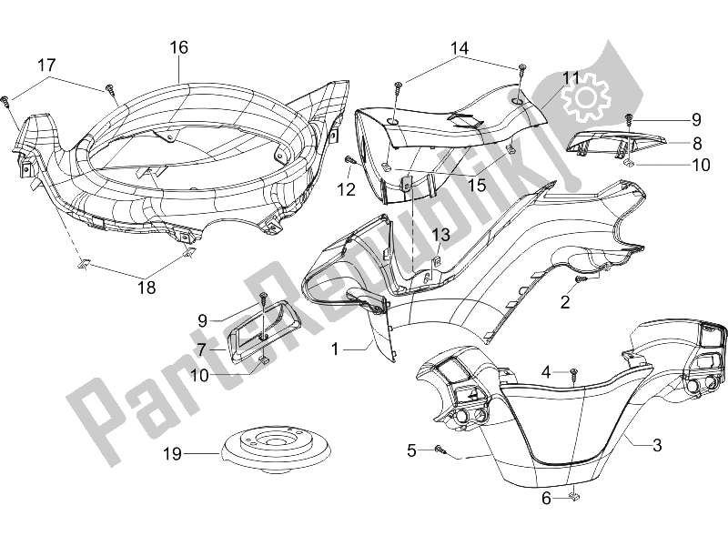 Toutes les pièces pour le Couvertures De Guidon du Piaggio X8 200 2005