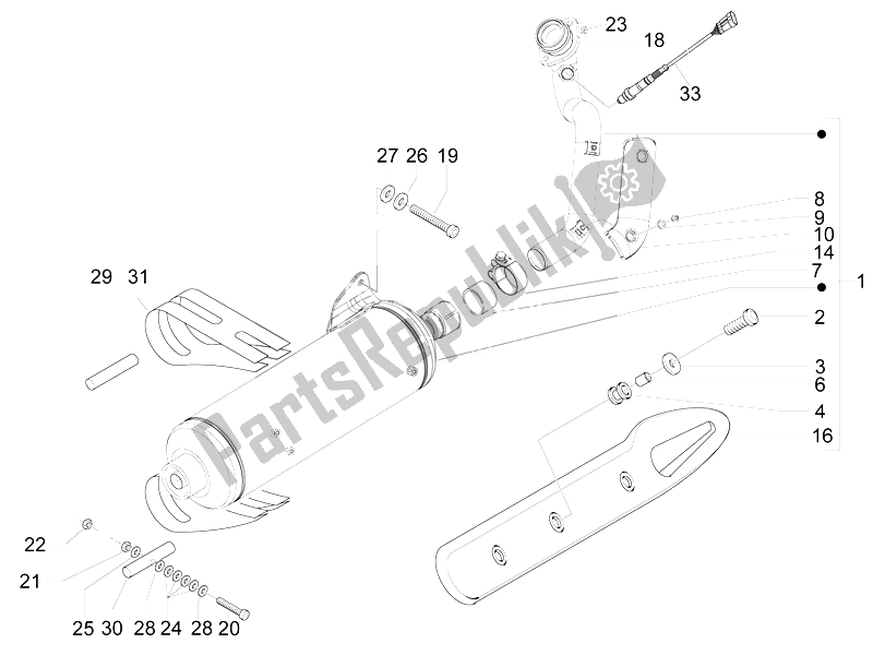 All parts for the Silencer of the Piaggio Beverly 500 Cruiser E3 2007