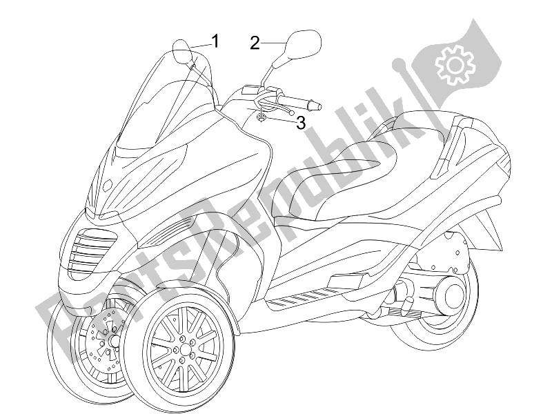 Tutte le parti per il Specchio / I Di Guida del Piaggio MP3 400 IE 2007