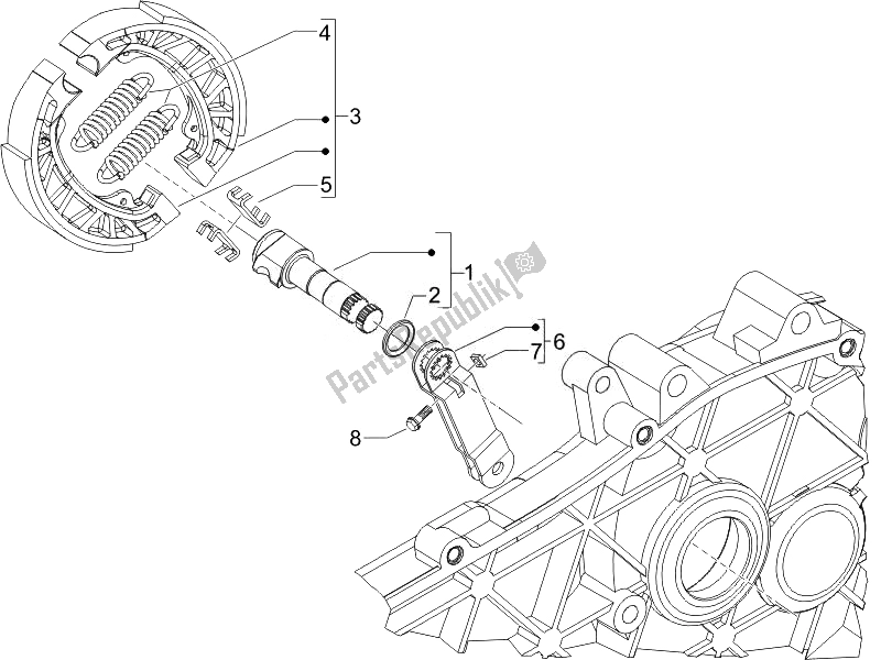 Toutes les pièces pour le Frein Arrière - Mâchoire De Frein du Piaggio Liberty 125 4T PTT E3 A 2007