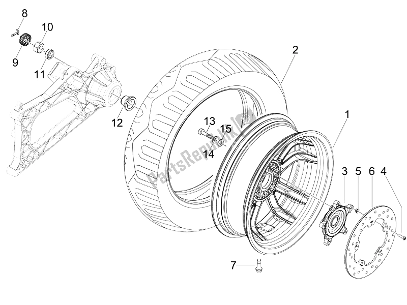 All parts for the Rear Wheel of the Piaggio MP3 400 IE USA 2007