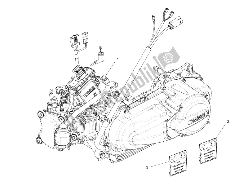 Tutte le parti per il Motore, Assemblaggio del Piaggio MP3 300 LT Business Sport ABS 2014