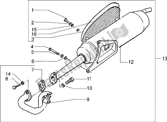 Alle onderdelen voor de Katalytische Geluiddemper van de Piaggio ZIP RST 50 1996