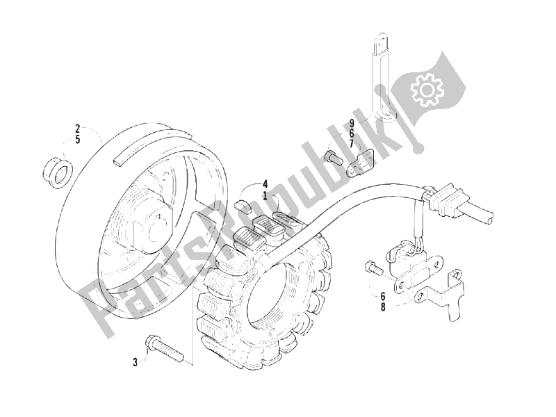 All parts for the Flywheel Magneto of the Piaggio Trackmaster 400 2006