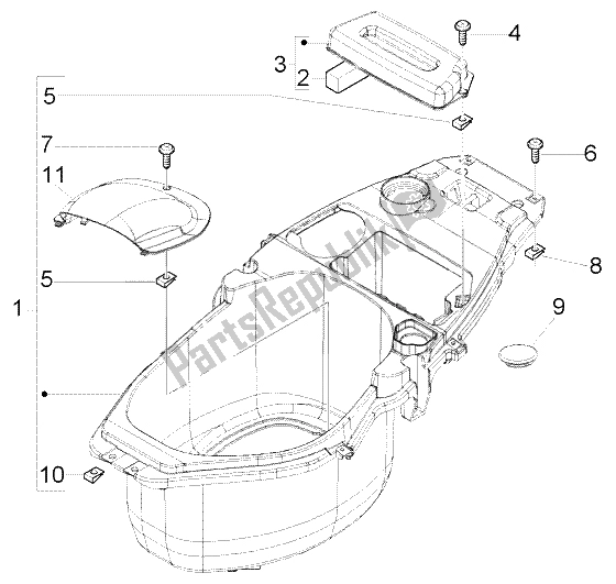 Todas las partes para Caso Casco de Piaggio FLY 150 4T 2009