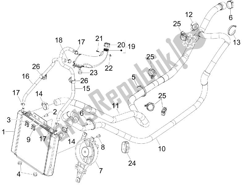 Todas las partes para Sistema De Refrigeración de Piaggio MP3 400 IE MIC 2008