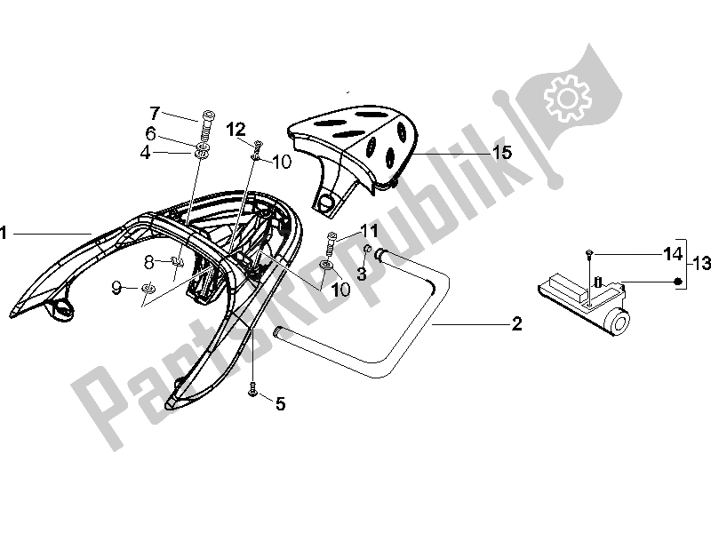 Tutte le parti per il Portapacchi Posteriore del Piaggio Beverly 400 IE E3 2006