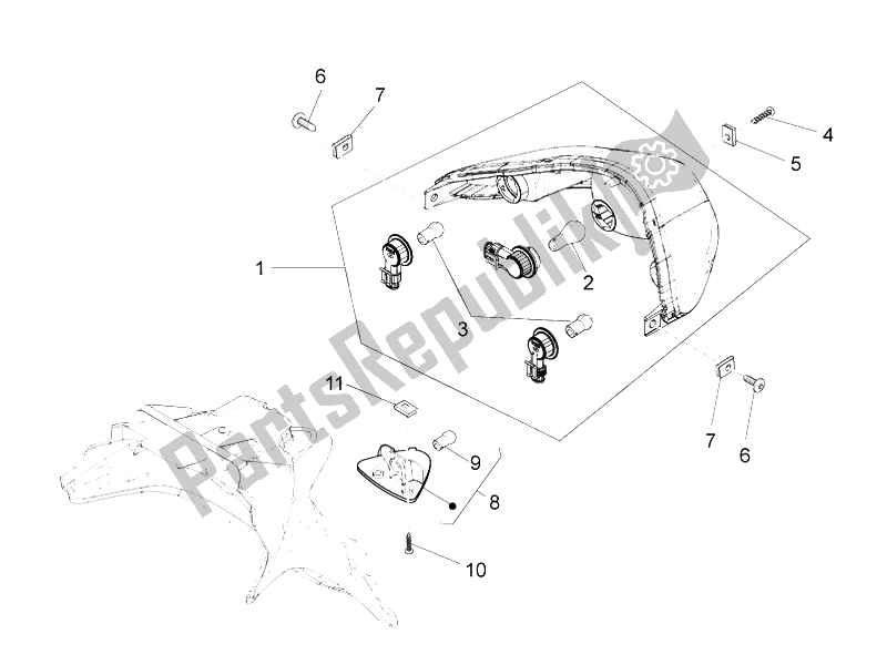 Toutes les pièces pour le Phares Arrière - Clignotants du Piaggio FLY 50 4T 4V 2012