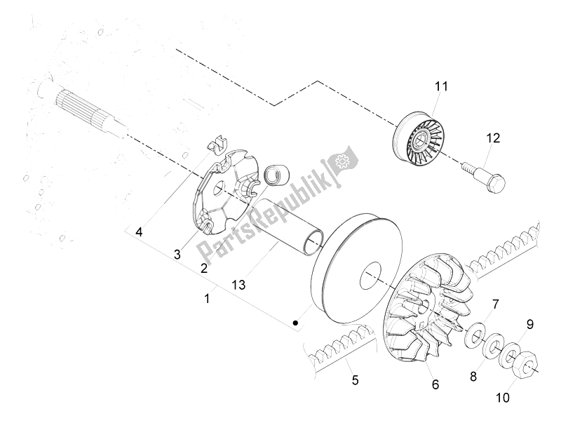 Tutte le parti per il Puleggia Motrice del Piaggio MP3 300 4T 4V IE LT Ibrido 2010