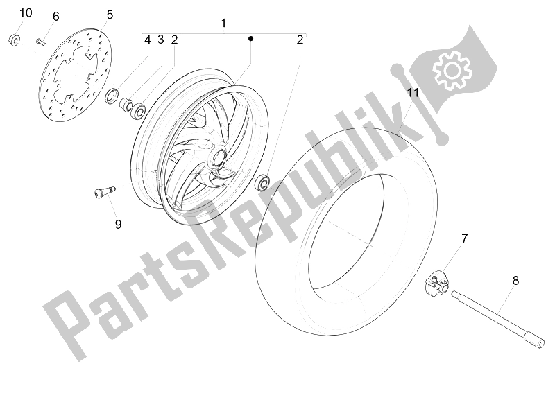 Todas las partes para Rueda Delantera de Piaggio FLY 150 4T 3V IE Australia 2015