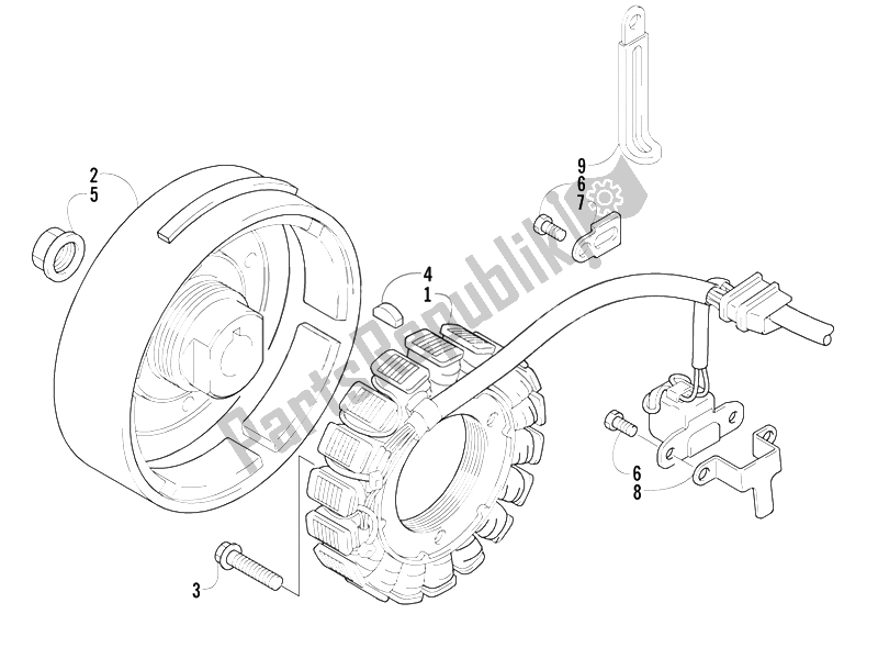 Todas as partes de Magneto Volante do Piaggio Trackmaster 400 Passo Lungo 2006