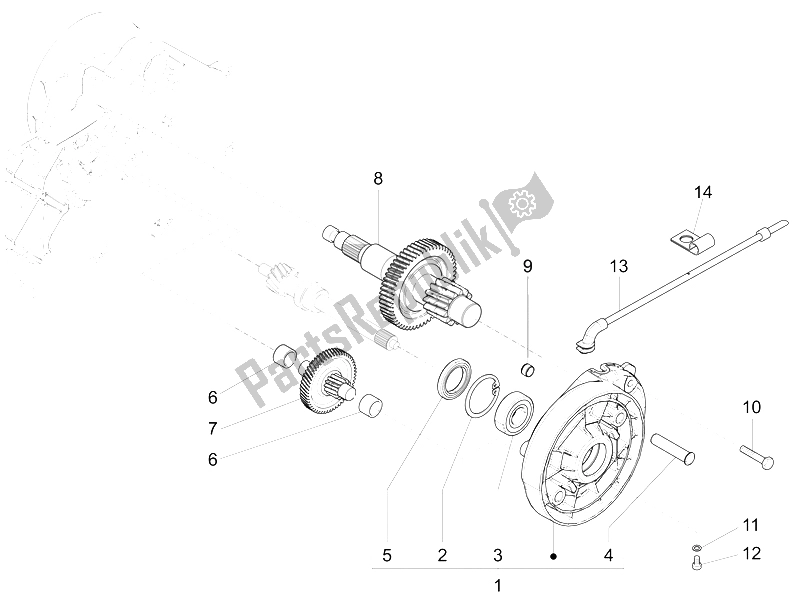 All parts for the Reduction Unit of the Piaggio Liberty 50 4T PTT 2009