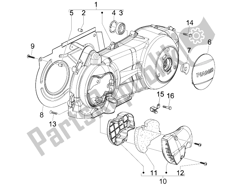 Toutes les pièces pour le Couvercle De Carter - Refroidissement Du Carter du Piaggio Liberty 150 4T E3 MOC 2009