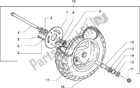All parts for the Front Wheel of the Piaggio Typhoon 125 XR 2000