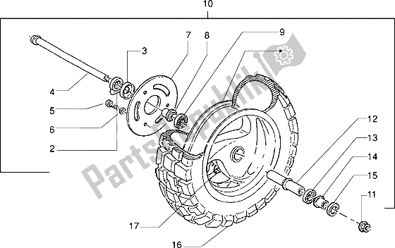 Alle onderdelen voor de Voorwiel van de Piaggio Typhoon 125 XR 2000