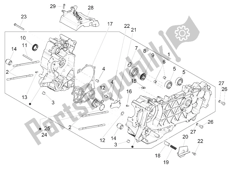 Todas las partes para Caja Del Cigüeñal de Piaggio Medley 150 4T IE ABS Asia 2016