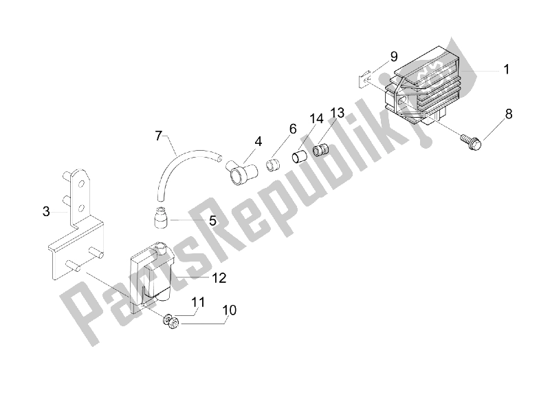 All parts for the Voltage Regulators - Electronic Control Units (ecu) - H. T. Coil of the Piaggio Liberty 50 2T Sport UK 2006