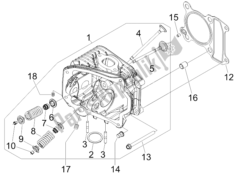 All parts for the Head Unit - Valve of the Piaggio Liberty 150 4T Sport E3 2008