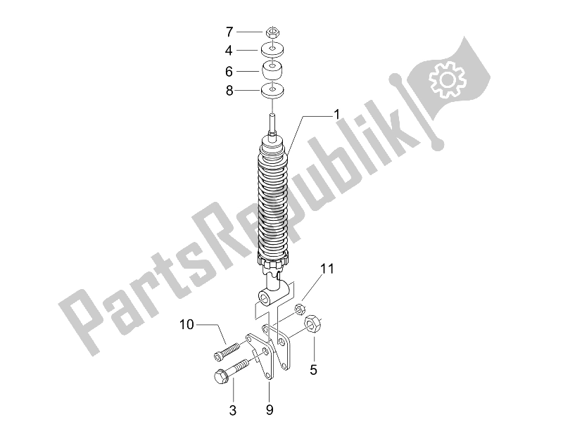 Toutes les pièces pour le Suspension Arrière - Amortisseur / S du Piaggio Liberty 125 4T PTT E3 E 2007