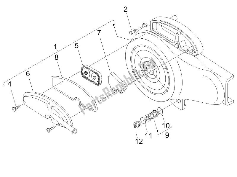 Toutes les pièces pour le Couvercle Magnéto Volant - Filtre à Huile du Piaggio ZIP 50 2006