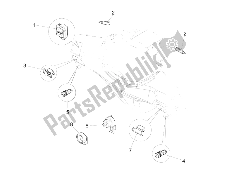 Todas las partes para Selectores - Interruptores - Botones de Piaggio FLY 125 4T 3V IE E3 DT 2014