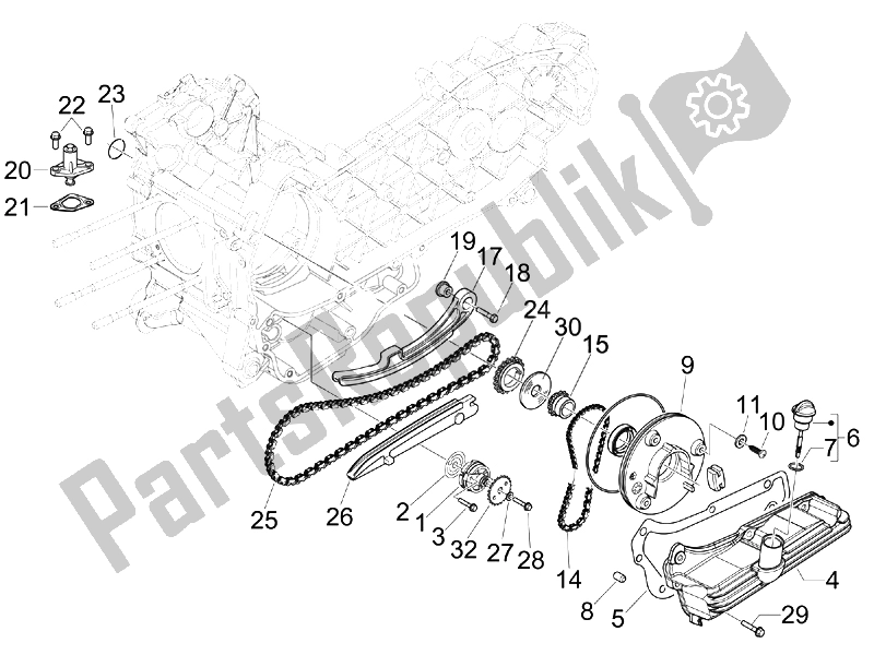 Toutes les pièces pour le La Pompe à Huile du Piaggio X EVO 250 Euro 3 UK 2007