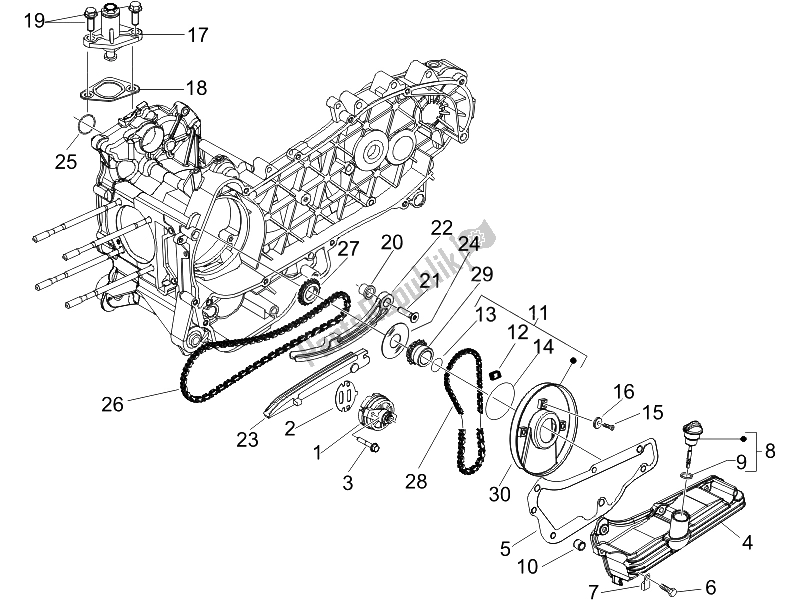 Toutes les pièces pour le La Pompe à Huile du Piaggio Liberty 125 4T PTT E3 F 2007