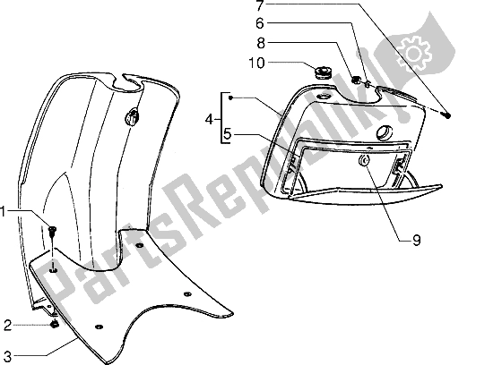 All parts for the Front Glove Compartment of the Piaggio ZIP SP 50 1996