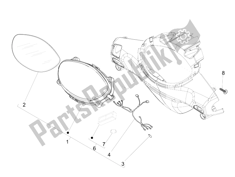 Todas las partes para Tablero Combinado De Medidor de Piaggio FLY 125 4T 3V IE Vietnam 2014