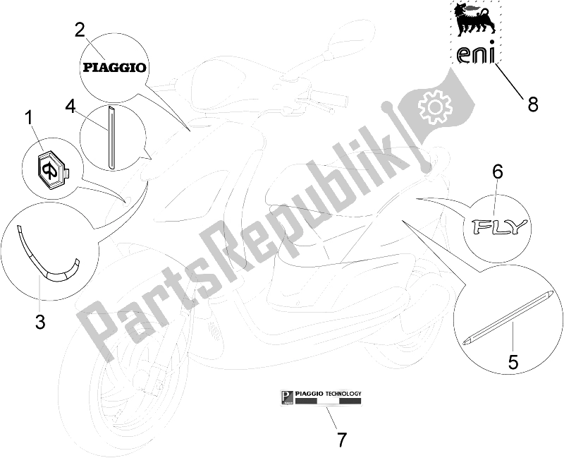 Todas las partes para Placas - Emblemas de Piaggio FLY 50 2T 2010