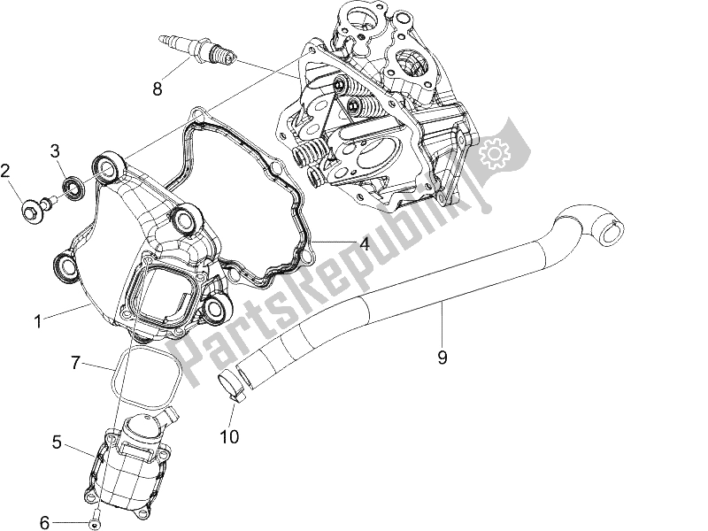 All parts for the Cylinder Head Cover of the Piaggio Beverly 250 2005