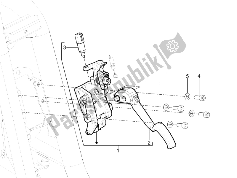 Todas las partes para Pedales De Control - Palancas de Piaggio MP3 300 4T 4V IE ERL Ibrido 2010