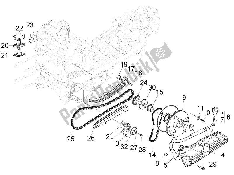 All parts for the Oil Pump of the Piaggio X EVO 125 Euro 3 2007