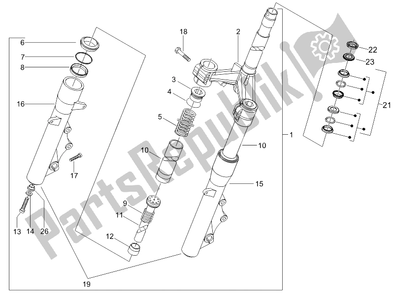 All parts for the Fork/steering Tube - Steering Bearing Unit of the Piaggio X9 125 Evolution Euro 3 2007