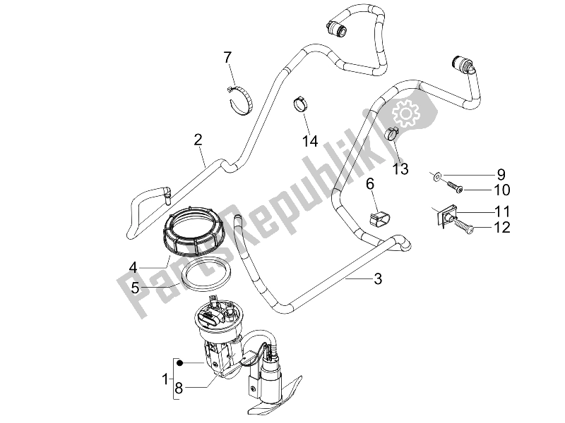 Todas las partes para Sistema De Suministros de Piaggio X8 400 IE Euro 3 UK 2006