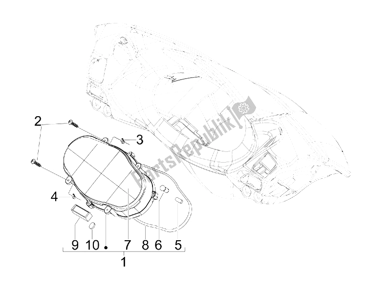 Toutes les pièces pour le Tableau De Bord Combiné du Piaggio X7 125 Euro 3 2008