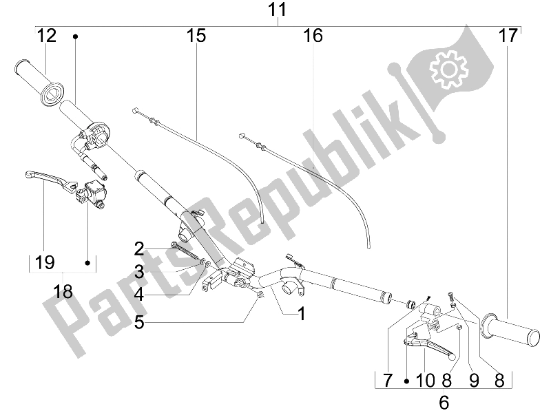 Toutes les pièces pour le Guidon - Master Cil. Du Piaggio Liberty 150 4T E3 2008