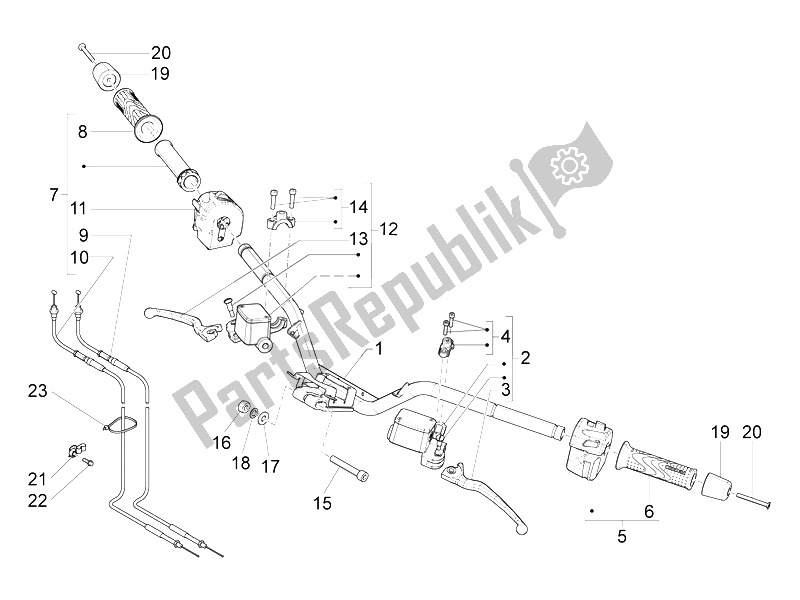 Toutes les pièces pour le Guidon - Master Cil. Du Piaggio X 10 350 4T 4V I E E3 2012