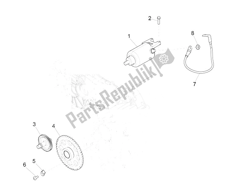 All parts for the Stater - Electric Starter of the Piaggio Beverly 300 IE ABS E4 EU 2016